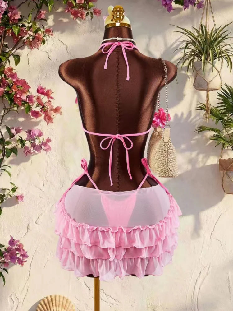 Ensemble Bikini en Maille Rosé Bloom