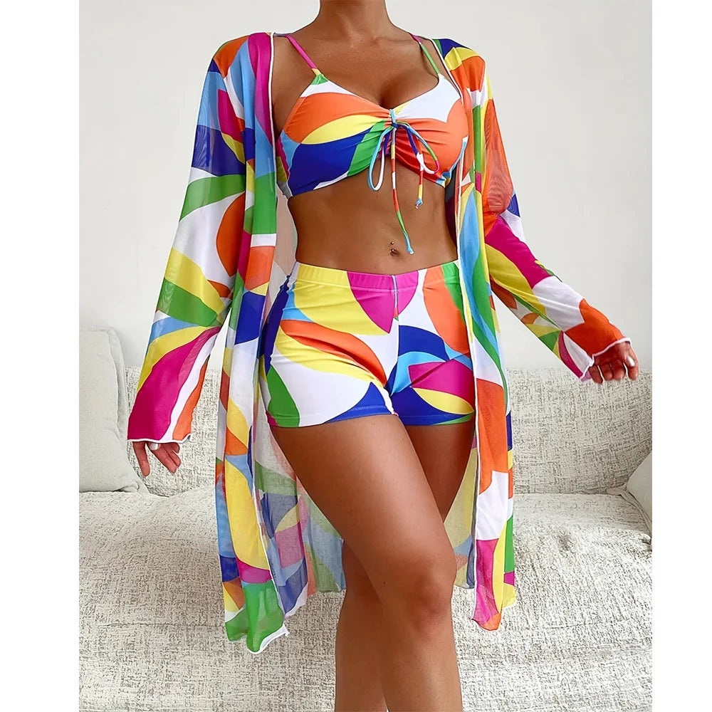 Sonnenuntergangs-Prisma 3-teiliges Bikini-Set