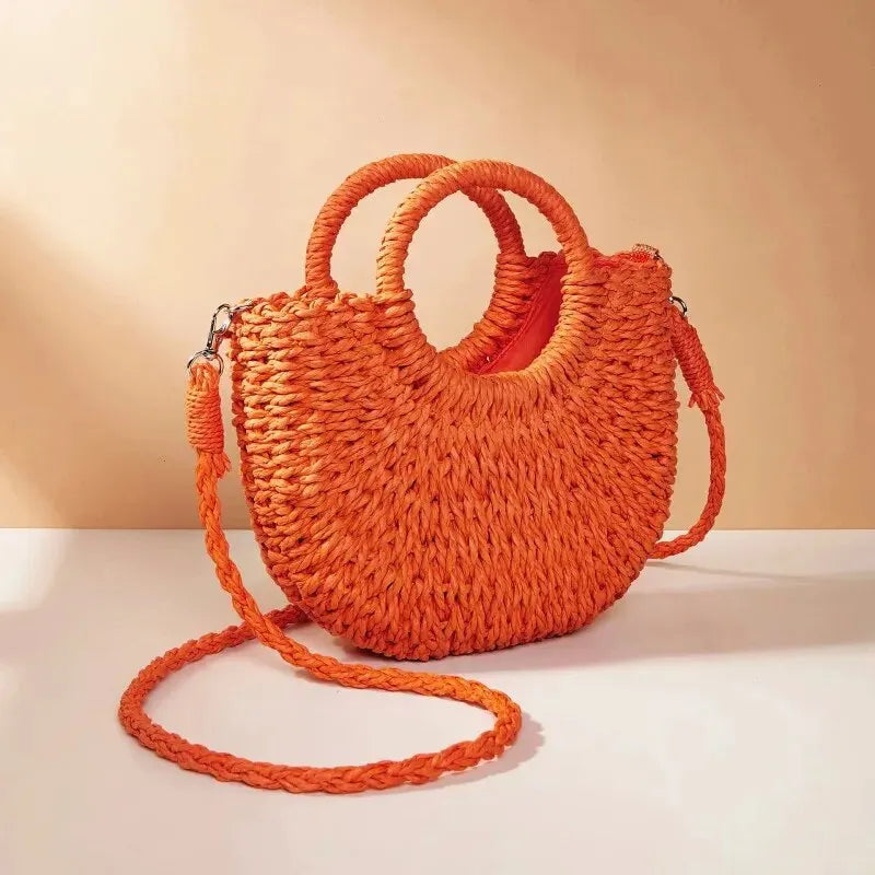 The Riviera Half-Moon Woven Crossbody