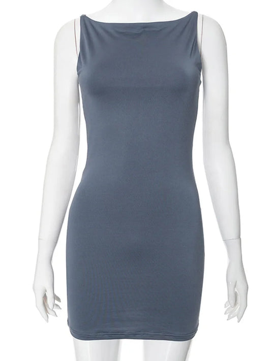 Slate Elegance Mini Dress