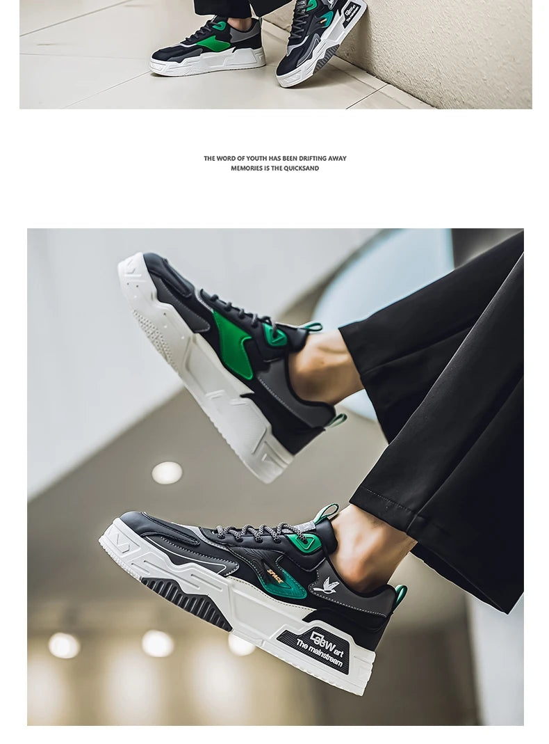Herren-Freizeitsportschuhe Herbst 2024, lässige Herren-Sneaker aus Leder, flache Trend-Laufschuhe, Skaterschuhe für Herren, geeignet für Outdoor-Sport