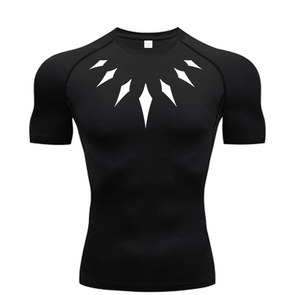 Men's Compression Shirt Anime Print Gym Sport Quick Dry Gym TShirts Fitness Athletic Undershirts Elasticity Tops Tee Summer Male