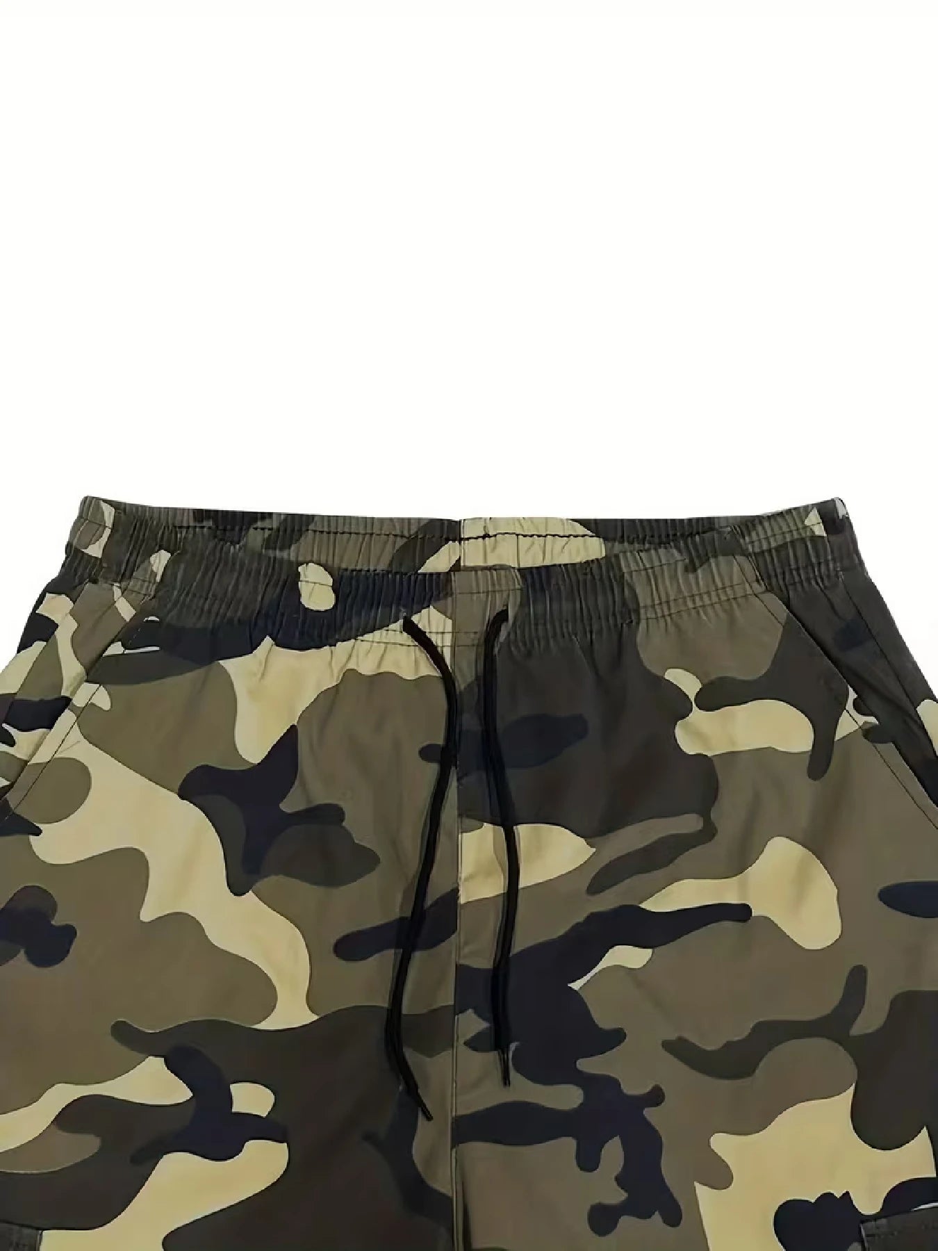 Herren Casual Cargo-Shorts — Allover-Print, nicht dehnbarer Webstoff. Verfügen über einen doppelten elastischen Bund und ein Kordelzug-Design; A