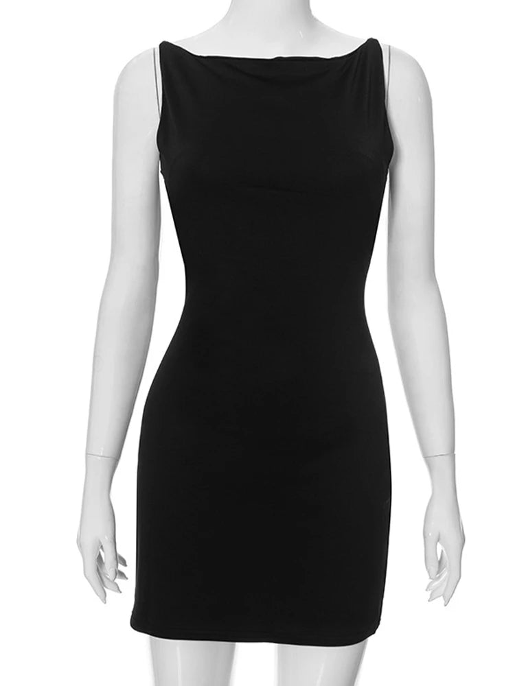 Slate Elegance Mini Dress