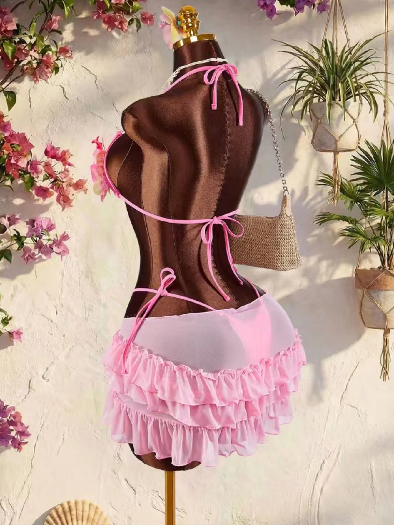 Ensemble Bikini en Maille Rosé Bloom
