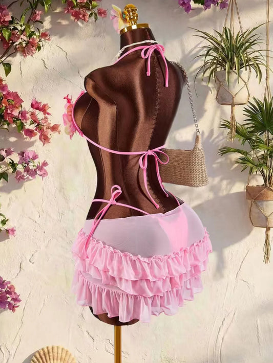 Ensemble Bikini en Maille Rosé Bloom