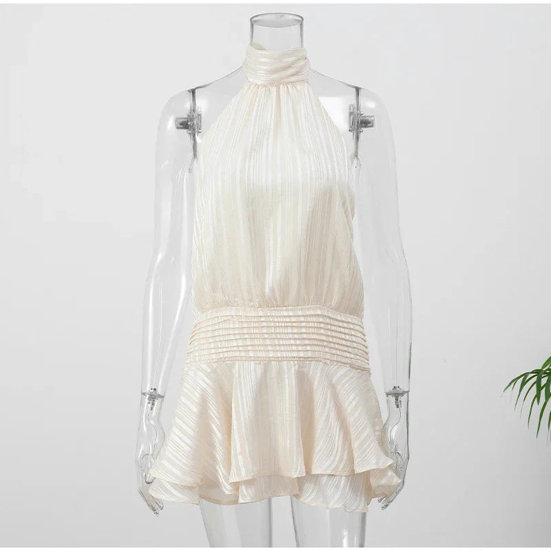 Elegant Woman's Chiffon Halter Mini Dresses