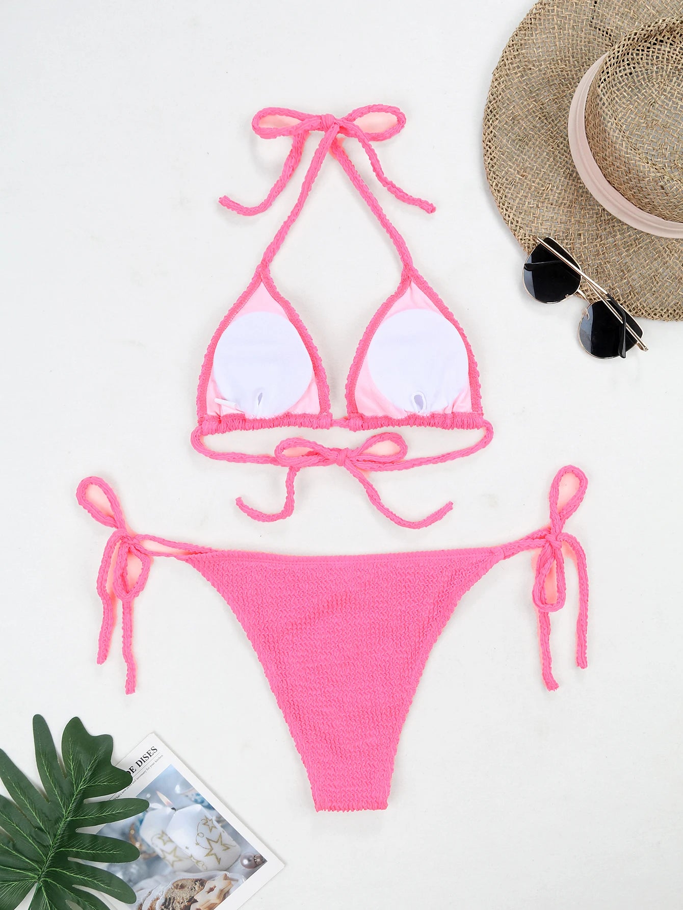 Bikini-Set mit strukturiertem Wellen-Neckholder
