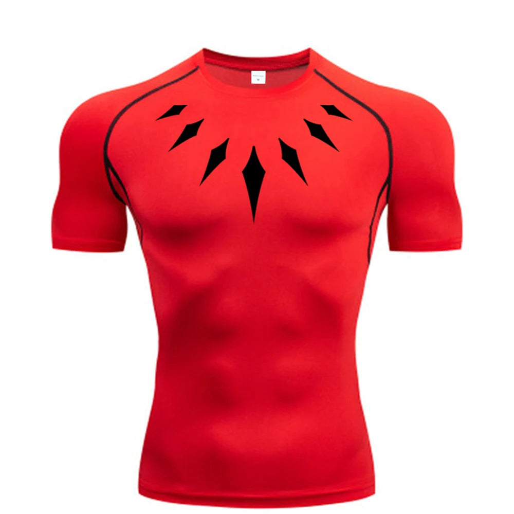 Men's Compression Shirt Anime Print Gym Sport Quick Dry Gym TShirts Fitness Athletic Undershirts Elasticity Tops Tee Summer Male