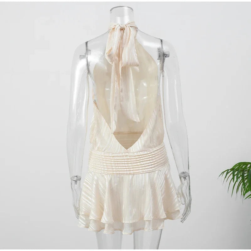 Elegant Woman's Chiffon Halter Mini Dresses