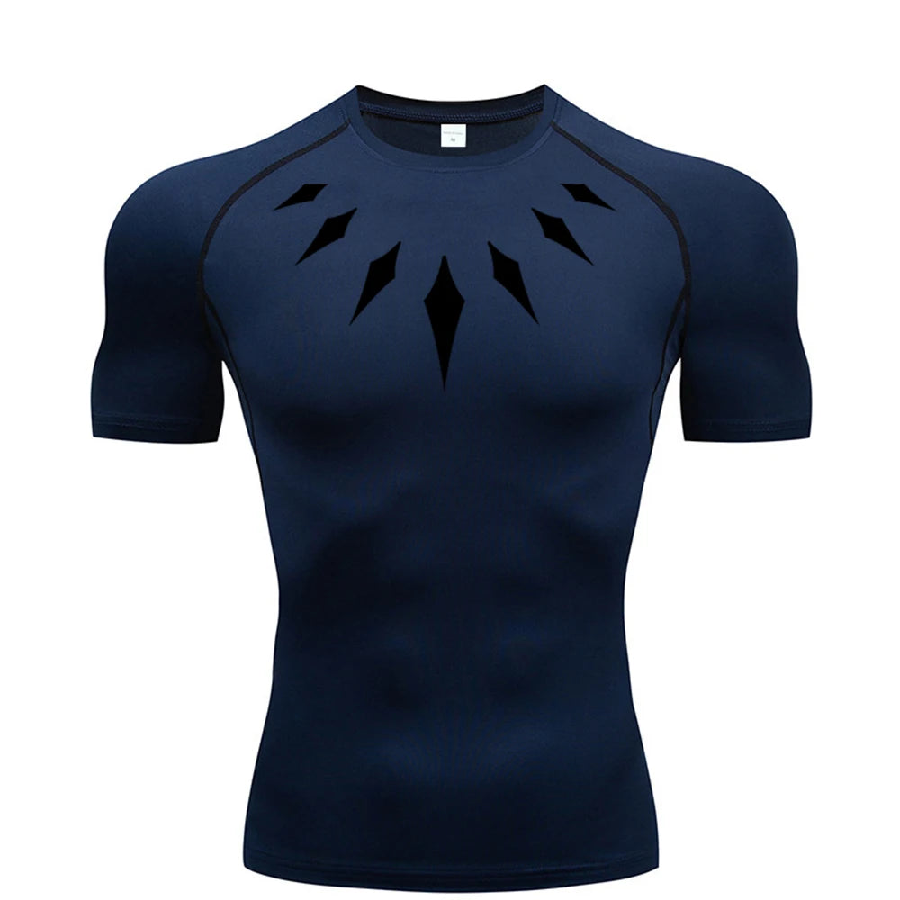 Men's Compression Shirt Anime Print Gym Sport Quick Dry Gym TShirts Fitness Athletic Undershirts Elasticity Tops Tee Summer Male