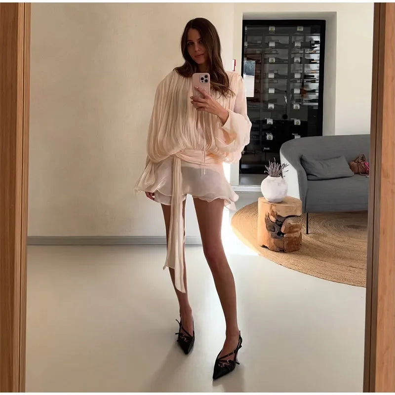 Elegant Woman's Chiffon Halter Mini Dresses