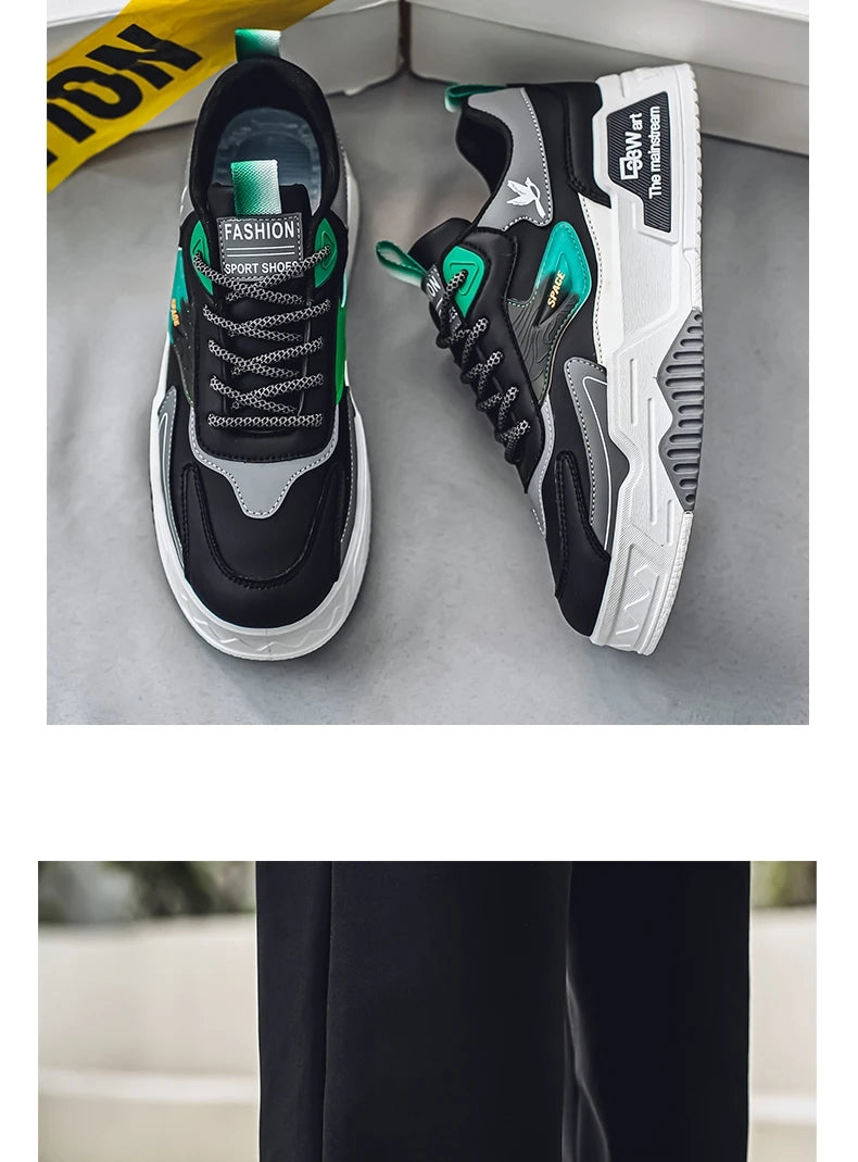 Herren-Freizeitsportschuhe Herbst 2024, lässige Herren-Sneaker aus Leder, flache Trend-Laufschuhe, Skaterschuhe für Herren, geeignet für Outdoor-Sport