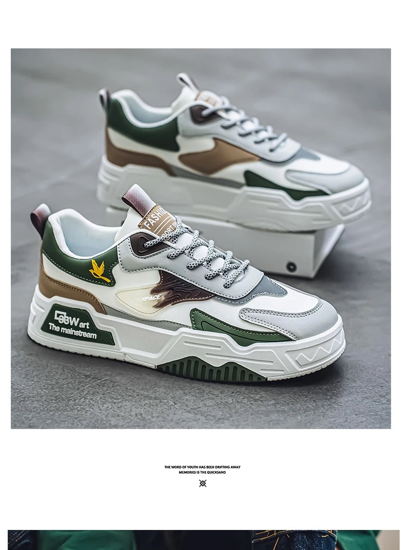 Herren-Freizeitsportschuhe Herbst 2024, lässige Herren-Sneaker aus Leder, flache Trend-Laufschuhe, Skaterschuhe für Herren, geeignet für Outdoor-Sport