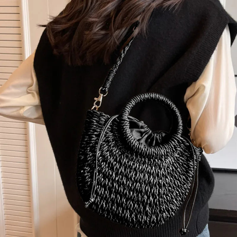 The Riviera Half-Moon Woven Crossbody