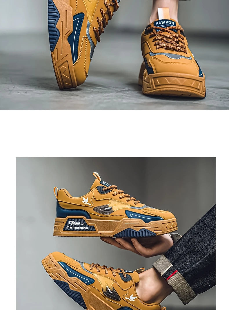 Herren-Freizeitsportschuhe Herbst 2024, lässige Herren-Sneaker aus Leder, flache Trend-Laufschuhe, Skaterschuhe für Herren, geeignet für Outdoor-Sport