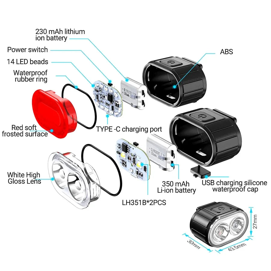 USB Bike Light Set-Rechargeable