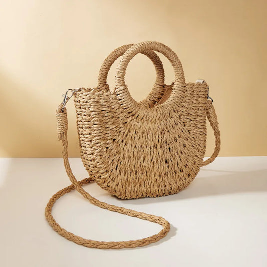 The Riviera Half-Moon Woven Crossbody