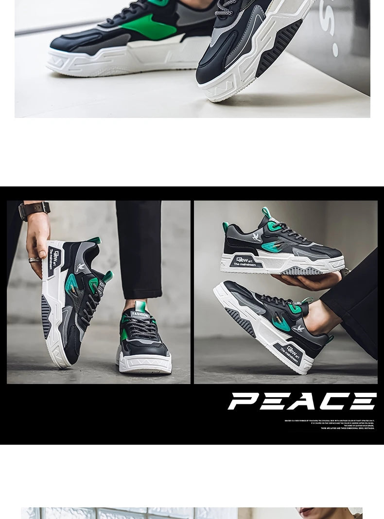 Herren-Freizeitsportschuhe Herbst 2024, lässige Herren-Sneaker aus Leder, flache Trend-Laufschuhe, Skaterschuhe für Herren, geeignet für Outdoor-Sport