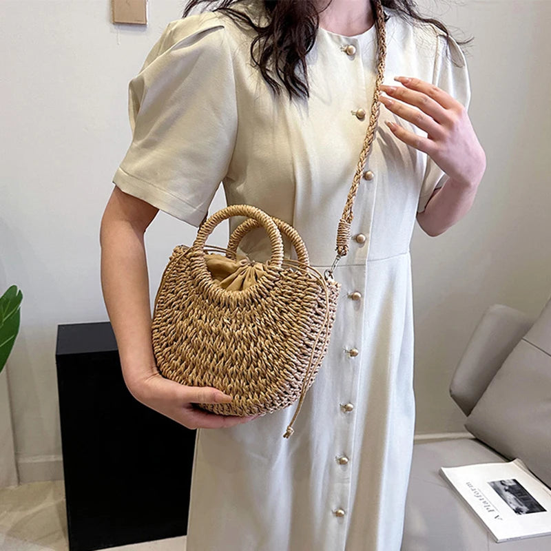 The Riviera Half-Moon Woven Crossbody
