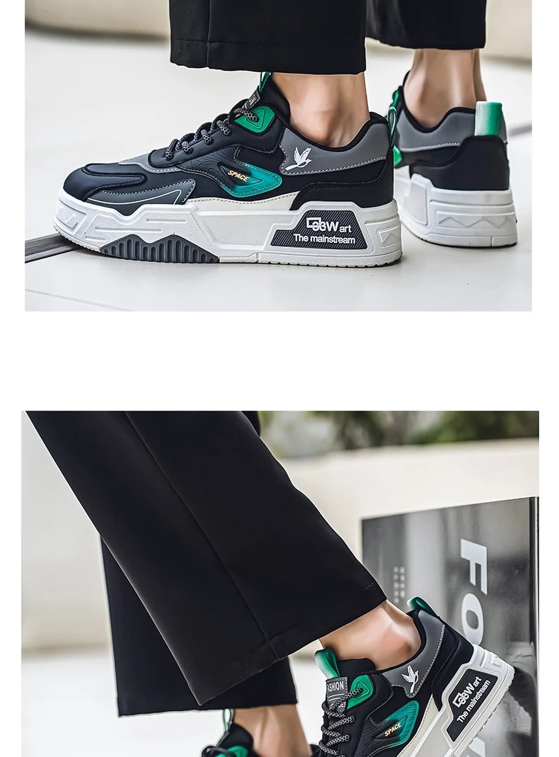 Herren-Freizeitsportschuhe Herbst 2024, lässige Herren-Sneaker aus Leder, flache Trend-Laufschuhe, Skaterschuhe für Herren, geeignet für Outdoor-Sport