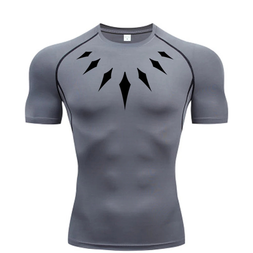 Men's Compression Shirt Anime Print Gym Sport Quick Dry Gym TShirts Fitness Athletic Undershirts Elasticity Tops Tee Summer Male