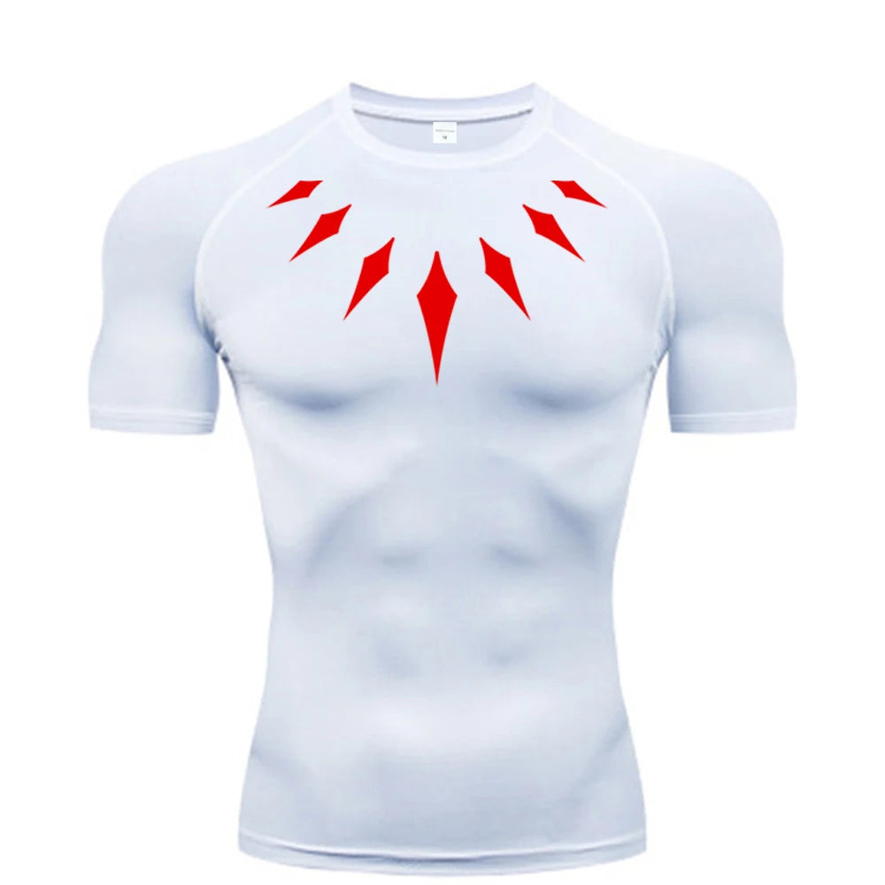 Men's Compression Shirt Anime Print Gym Sport Quick Dry Gym TShirts Fitness Athletic Undershirts Elasticity Tops Tee Summer Male
