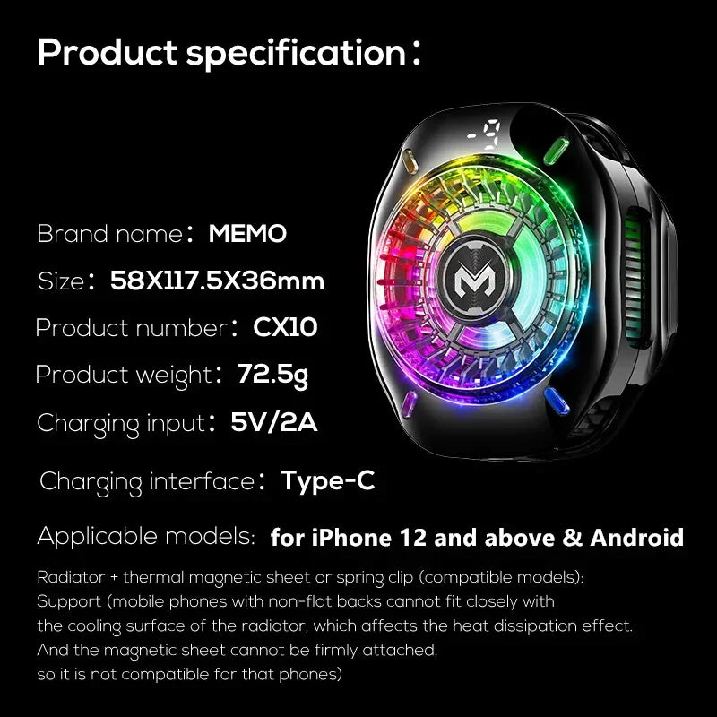 MEMO CX10 RGB Gaming Fan Cooler
