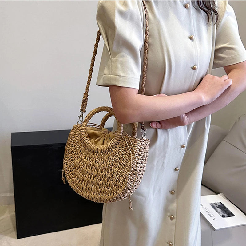 The Riviera Half-Moon Woven Crossbody