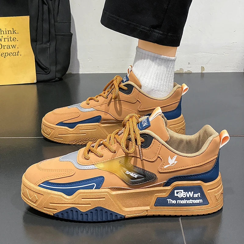 Herren-Freizeitsportschuhe Herbst 2024, lässige Herren-Sneaker aus Leder, flache Trend-Laufschuhe, Skaterschuhe für Herren, geeignet für Outdoor-Sport