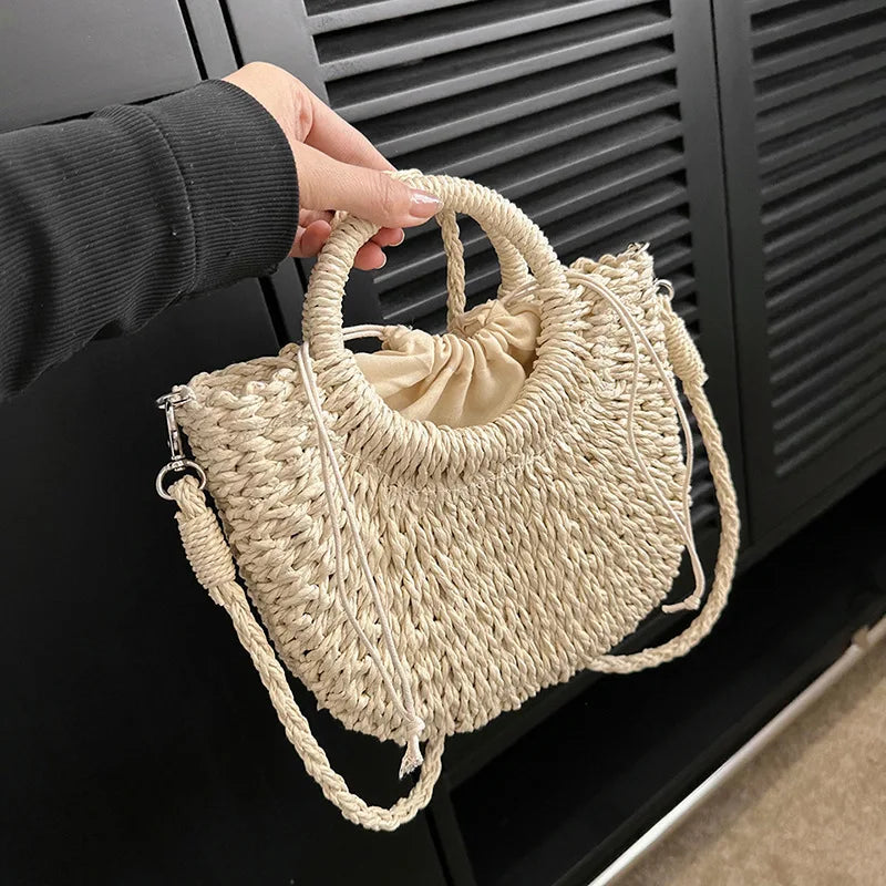 The Riviera Half-Moon Woven Crossbody