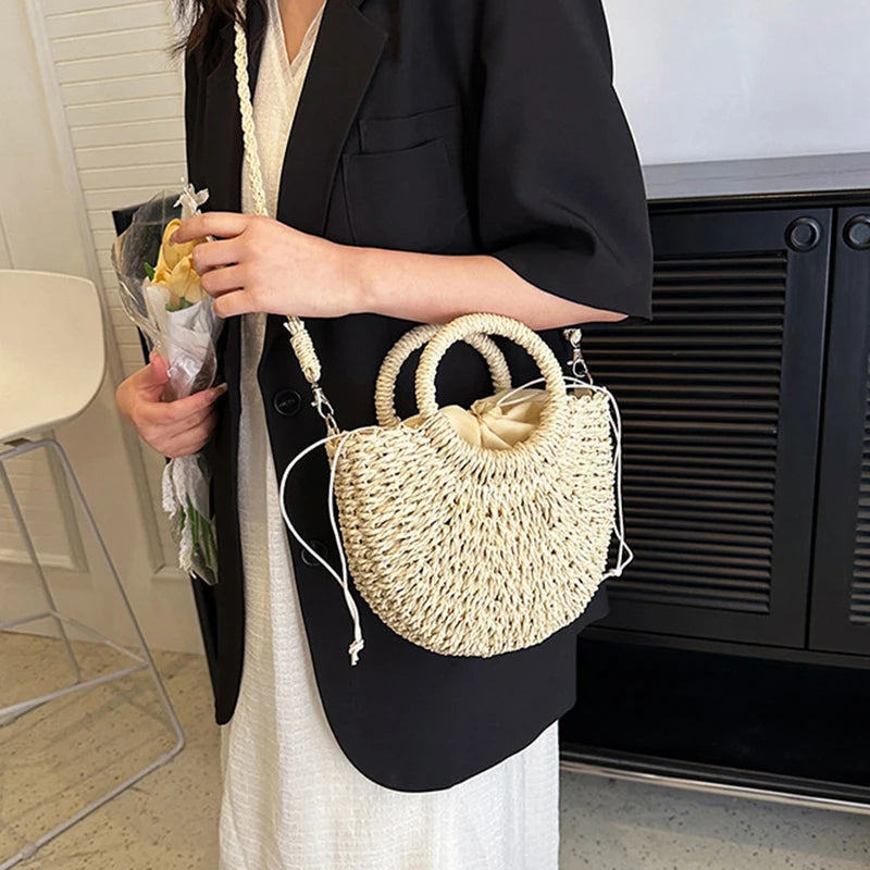 The Riviera Half-Moon Woven Crossbody