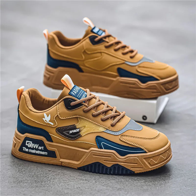 Herren-Freizeitsportschuhe Herbst 2024, lässige Herren-Sneaker aus Leder, flache Trend-Laufschuhe, Skaterschuhe für Herren, geeignet für Outdoor-Sport