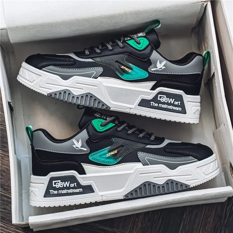 Herren-Freizeitsportschuhe Herbst 2024, lässige Herren-Sneaker aus Leder, flache Trend-Laufschuhe, Skaterschuhe für Herren, geeignet für Outdoor-Sport