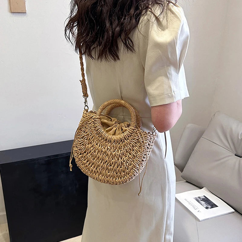 The Riviera Half-Moon Woven Crossbody