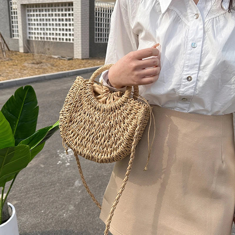 The Riviera Half-Moon Woven Crossbody