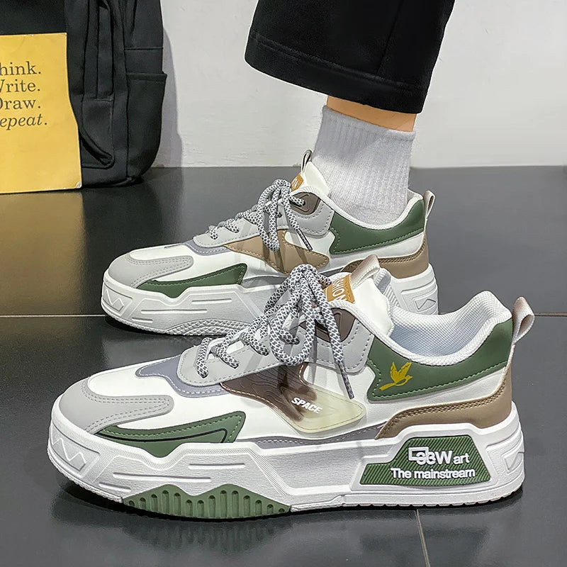 Herren-Freizeitsportschuhe Herbst 2024, lässige Herren-Sneaker aus Leder, flache Trend-Laufschuhe, Skaterschuhe für Herren, geeignet für Outdoor-Sport