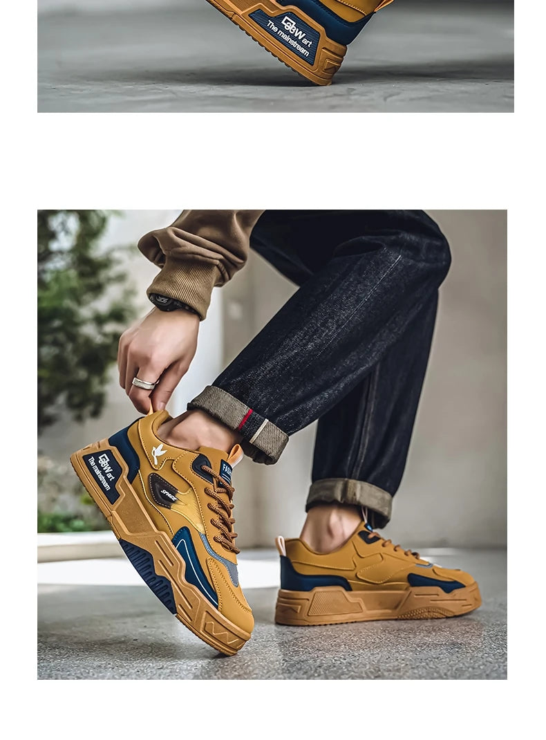 Herren-Freizeitsportschuhe Herbst 2024, lässige Herren-Sneaker aus Leder, flache Trend-Laufschuhe, Skaterschuhe für Herren, geeignet für Outdoor-Sport
