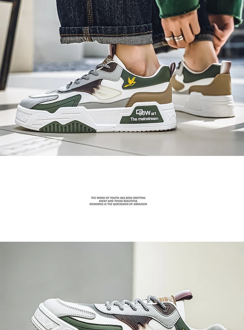 Herren-Freizeitsportschuhe Herbst 2024, lässige Herren-Sneaker aus Leder, flache Trend-Laufschuhe, Skaterschuhe für Herren, geeignet für Outdoor-Sport