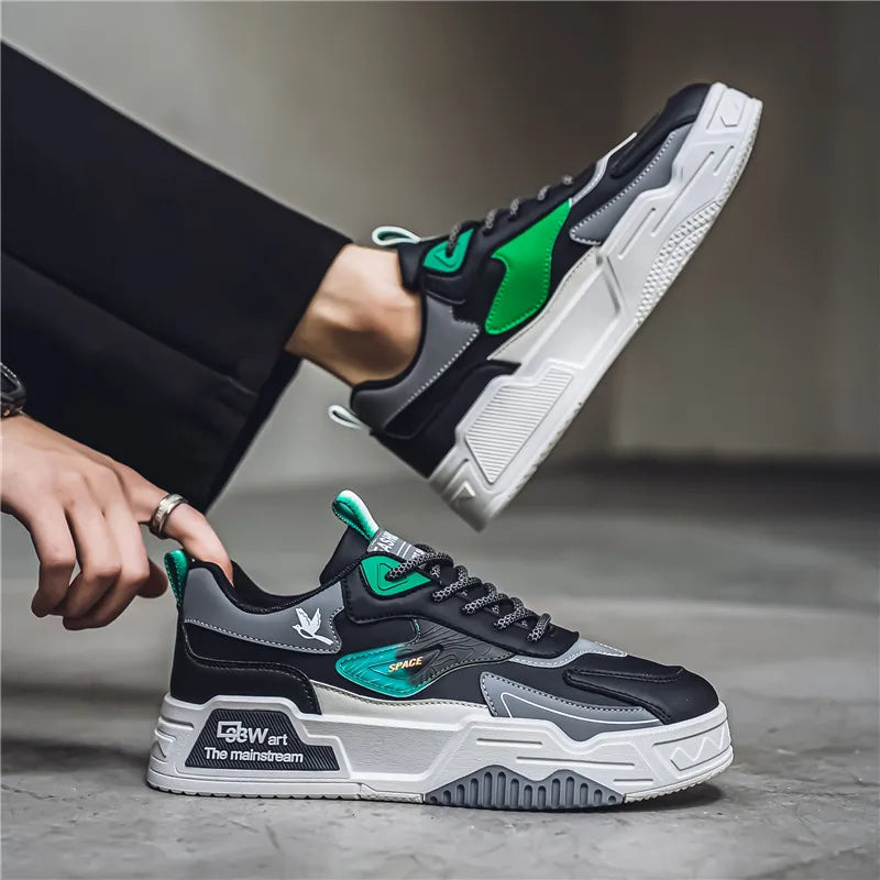 Herren-Freizeitsportschuhe Herbst 2024, lässige Herren-Sneaker aus Leder, flache Trend-Laufschuhe, Skaterschuhe für Herren, geeignet für Outdoor-Sport