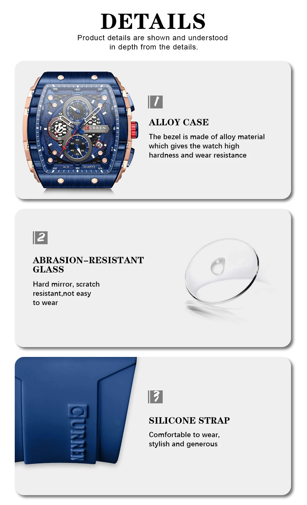 CURREN Square Chronograph Men’s Watch