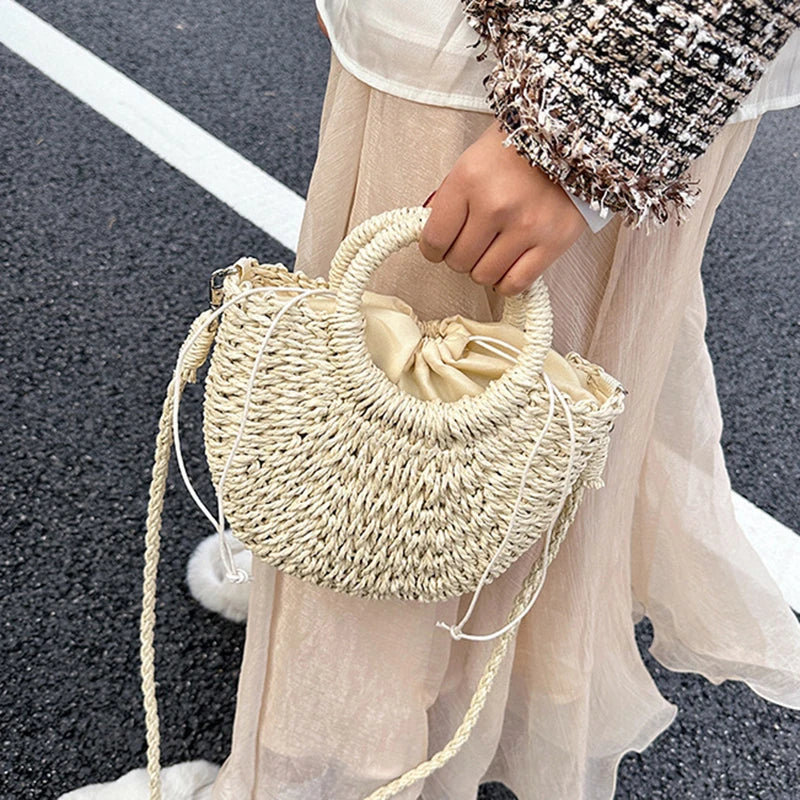 The Riviera Half-Moon Woven Crossbody
