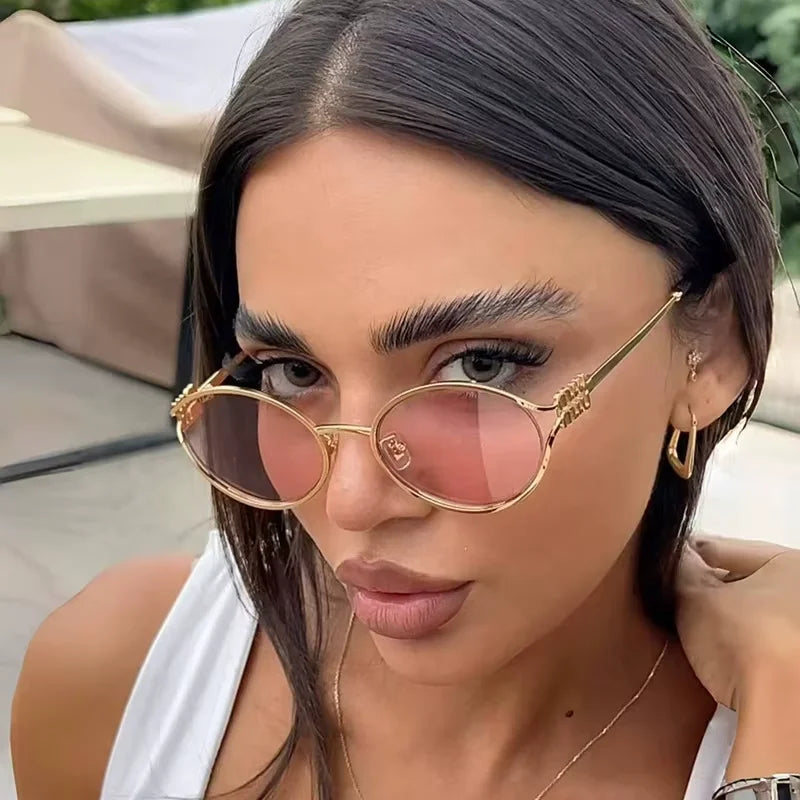 Classic Oval Metal Sunglasses