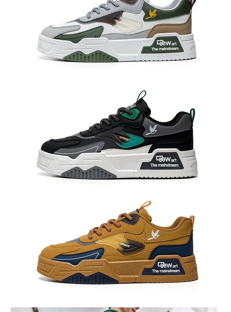 Herren-Freizeitsportschuhe Herbst 2024, lässige Herren-Sneaker aus Leder, flache Trend-Laufschuhe, Skaterschuhe für Herren, geeignet für Outdoor-Sport