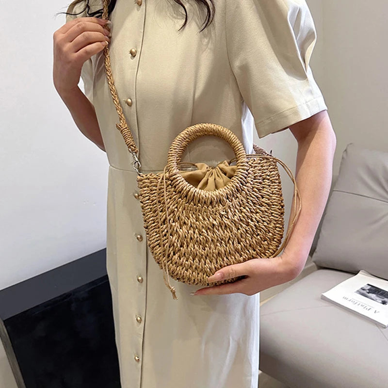The Riviera Half-Moon Woven Crossbody