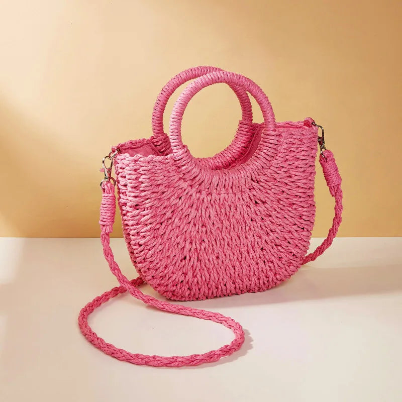 The Riviera Half-Moon Woven Crossbody