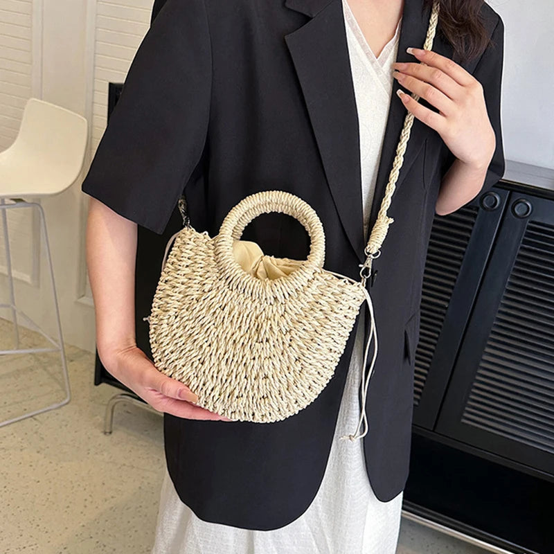 The Riviera Half-Moon Woven Crossbody