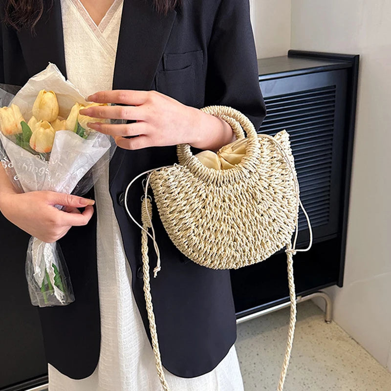 The Riviera Half-Moon Woven Crossbody