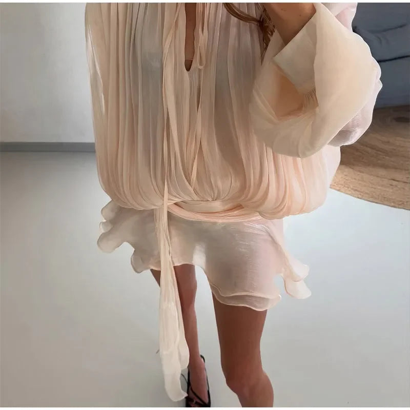 Elegant Woman's Chiffon Halter Mini Dresses