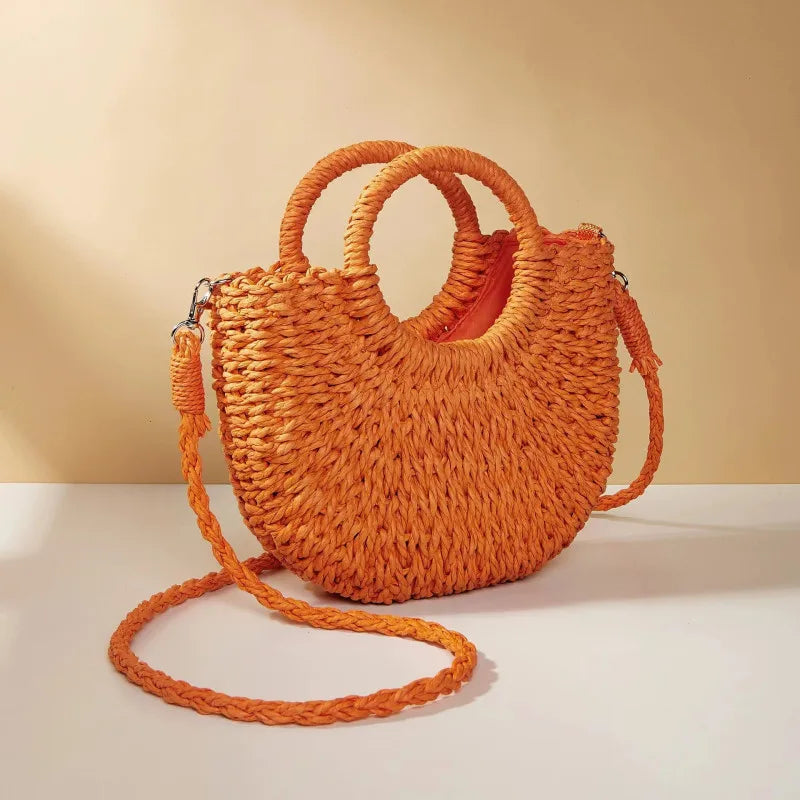 The Riviera Half-Moon Woven Crossbody